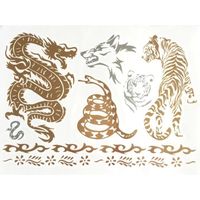 TATOO - BIJOU DE CORPS Tatouages éphémères métallique or tigre dragon TATOO - BIJOU DE CORPS Tatouages éphémères métallique or tigre dragon