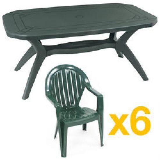 Salon de jardin vert IBIZA : 1 table 165cm + 6 Fauteuils GROSFILLEX ... Salon de jardin vert IBIZA : 1 table 165cm + 6 Fauteuils GROSFILLEX ...