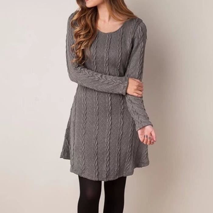 Robe Femmes Hiver Manches Casual Femme Pull À Taille Automne Grande 55Tr6BF