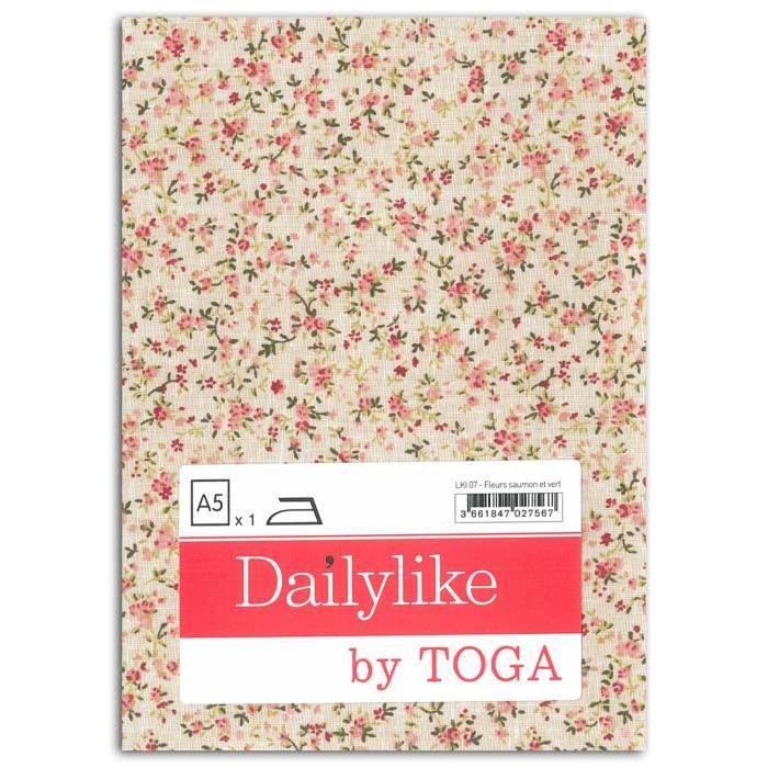Dailylike Tissu thermocollant A5 - fleurs saumon vert