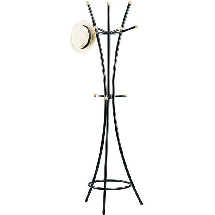 Porte manteaux 12 boules 181 cm noir et naturel