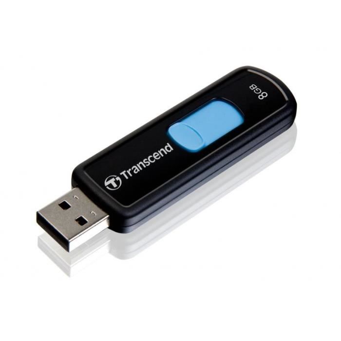 Clé USB 2. 0 JetFlash 500   8 Go Noir/Bleu ciel   Design compact pour