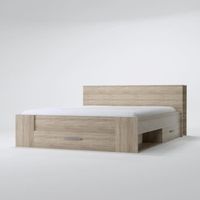 STRUCTURE DE LIT OXYGENE Lit adulte contemporain décor chêne brossé STRUCTURE DE LIT OXYGENE Lit adulte contemporain décor chêne brossé