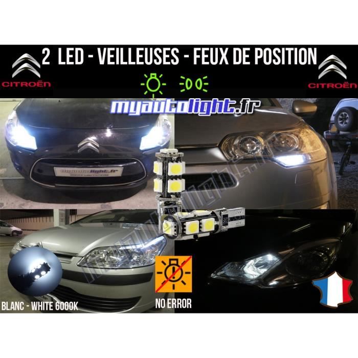 Ampoules Feux de position LED Citroen C3 Pluriel W5W blanc Xénon