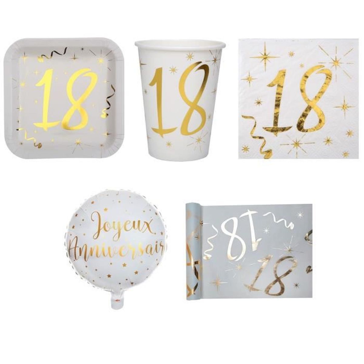 Santex 1 Pack Urne Et Livre Dor Anniversaire Or Et Blanc 18ans