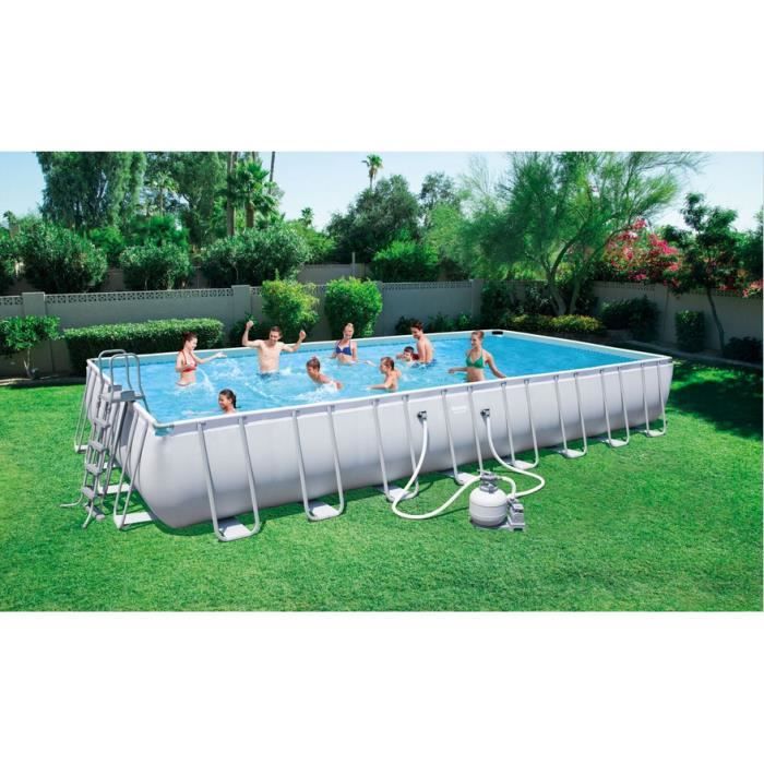 Piscine Tubulaire Rectangulaire Power Steel Frame Pools 956x488x132cm avec filtre à Sable