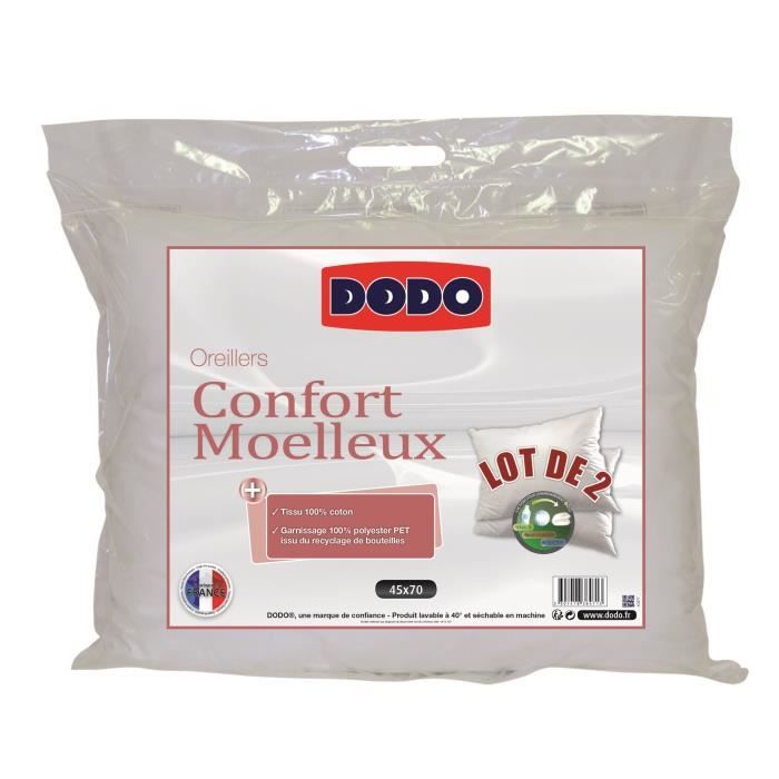 DODO Lot de 2 oreillers Confort MŒlleux - 45x70 cm
