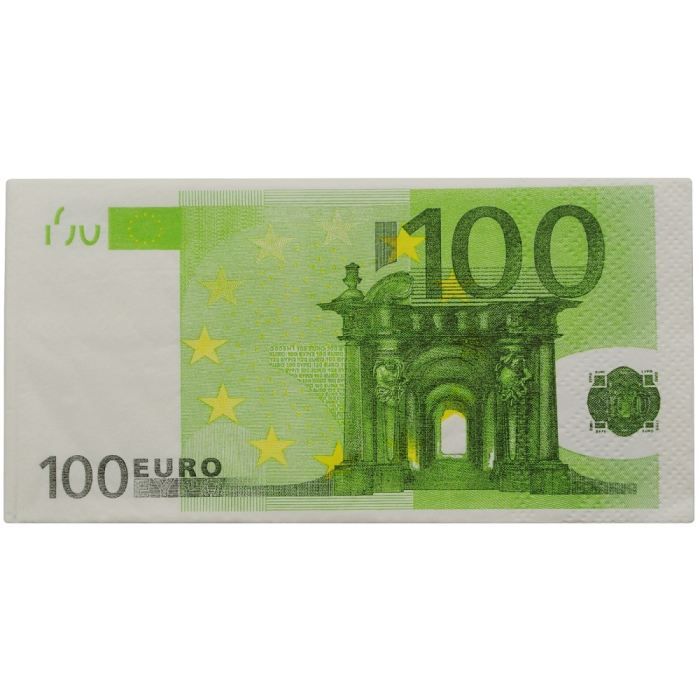 Lot 10 Serviettes de Table Papier Billet 100 Euros   Contenance  10