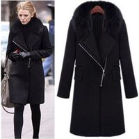 MANTEAU - CABAN Femmes Automne Hiver Noir Manteau en laine Fashion MANTEAU - CABAN Femmes Automne Hiver Noir Manteau en laine Fashion