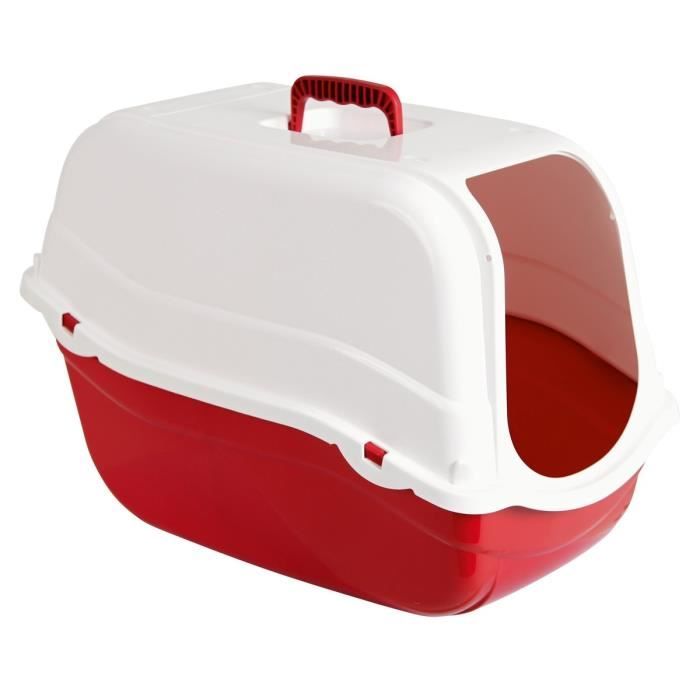 KERBL Litière Kira pour chat - 57x39x41cm - Blanc et bordeaux