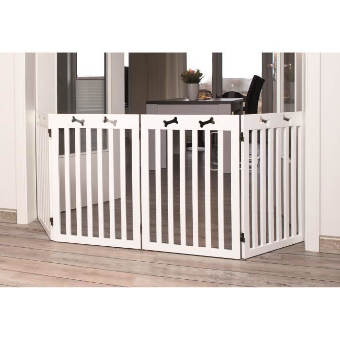 TRIXIE Barrière de sécurité - 4 pièces - 60-160x75 cm - Blanc - Pour chien