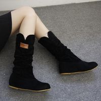 BOTTE genou femme Bottes talon plat Nubuck Motorcycle Bo BOTTE genou femme Bottes talon plat Nubuck Motorcycle Bo