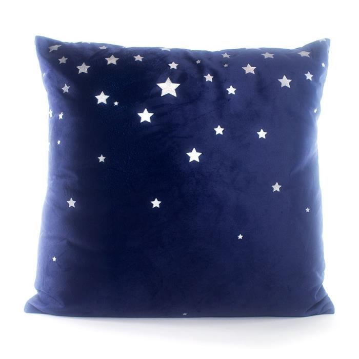 ANDORA Coussin Cyprio - 45x45 cm - Bleu - Déhoussable