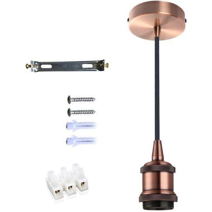 Suspension Électrique Rétro Textile Cuisine Monture Câble Pour Douille Industrielle Aluminium Vintage E27 Adaptateur Cuivré BhdQCxrots