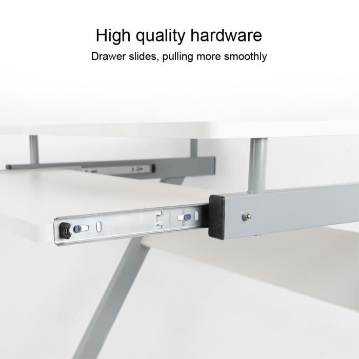 BUREAU ORDINATEUR MOBILE BLANC - 60*48*72CM1