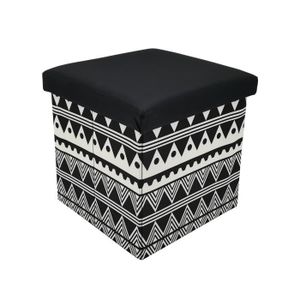 Pouf Coffre pliable imprimé DJERBA 35x35x35cm - Noir Pouf Coffre pliable imprimé DJERBA 35x35x35cm - Noir