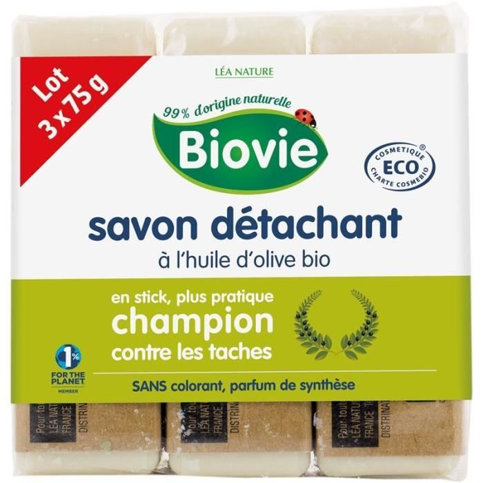 BIOVIE Savon détachant à l'huile d'olive - 3x75 g
