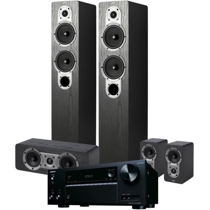 Pack ONKYO TX-NR575E(B) Amplificateur Tuner Noir A/V réseau 7,2 canaux + JAMO S 426HCS3 Système d'enceintes Home Cinema 5.0