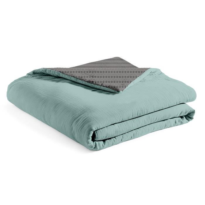 TODAY Edredon Velvet Hippie Chic sans pompons - 150x150 cm - Bleu