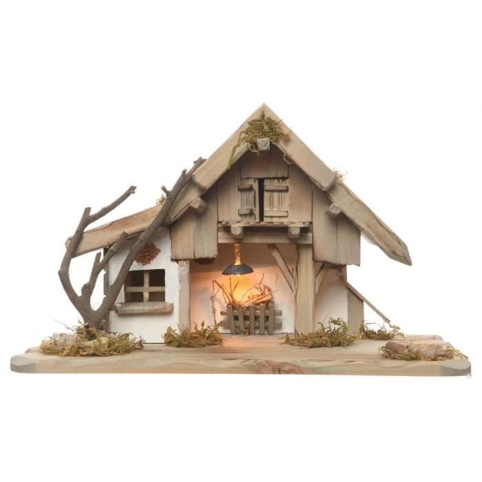 Creche De Noel En Bois : Crèche de Noël en bois - 16 santons bois