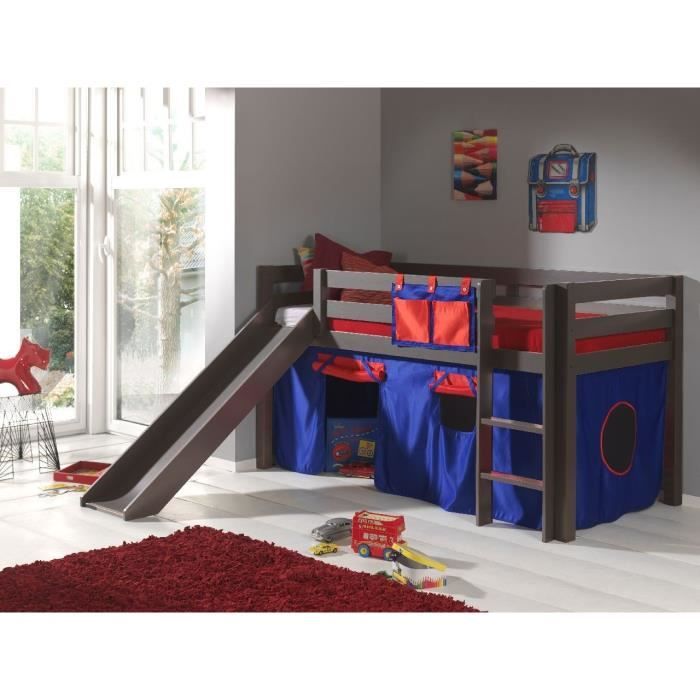 pino lit enfant mezzanine toboggan taupe domino achat pino lit enfant mezzanine toboggan taupe domino achat
