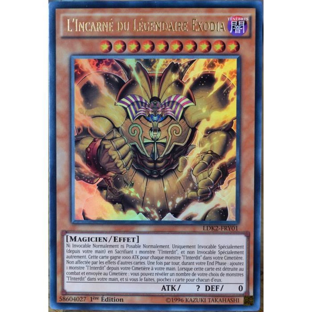 Carte Yu Gi Oh La Plus Puissante Carte YU-GI-OH LDK2-FRY01 L'Incarné du Légendaire Exodia - Achat
