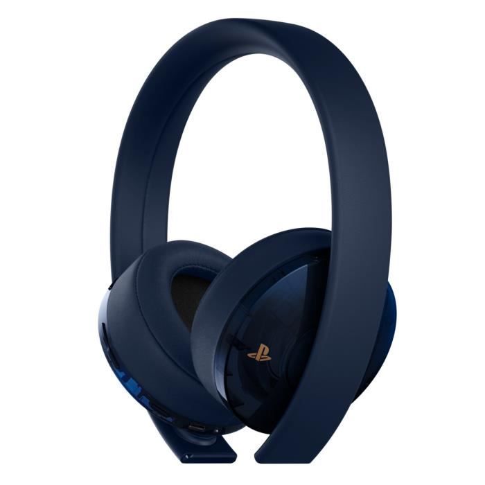 Casque Sans Fil Gold Navy Blue Sony Virtual Surround Sound 7.1 pour PS4 - Optimisé PS VR