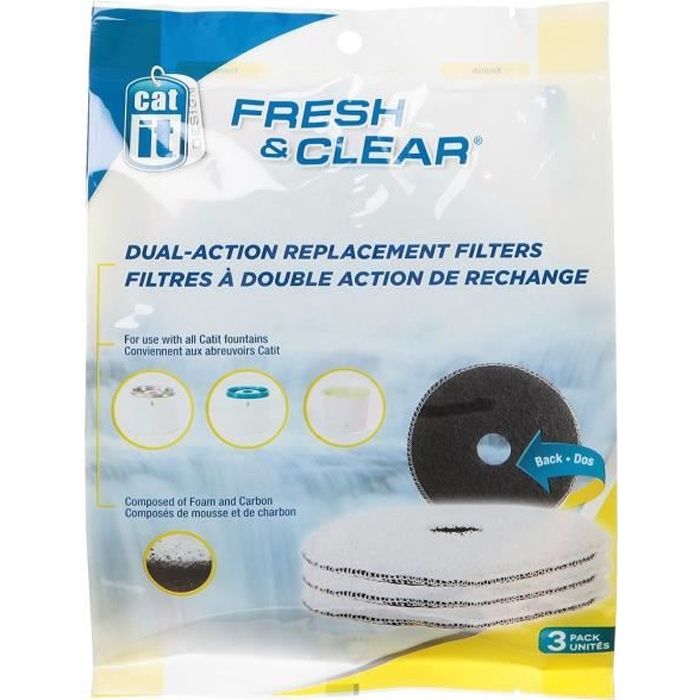 FRESH CLEAR recharge 3 filtres pour fontaine