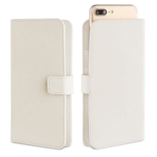 MUVIT Slidecover Etui Folio Universel Blanc Safiano Taille Xl