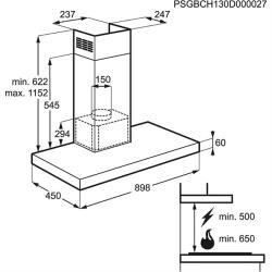 ZHC92661XA  hotte cheminée, 90 cm, spots1