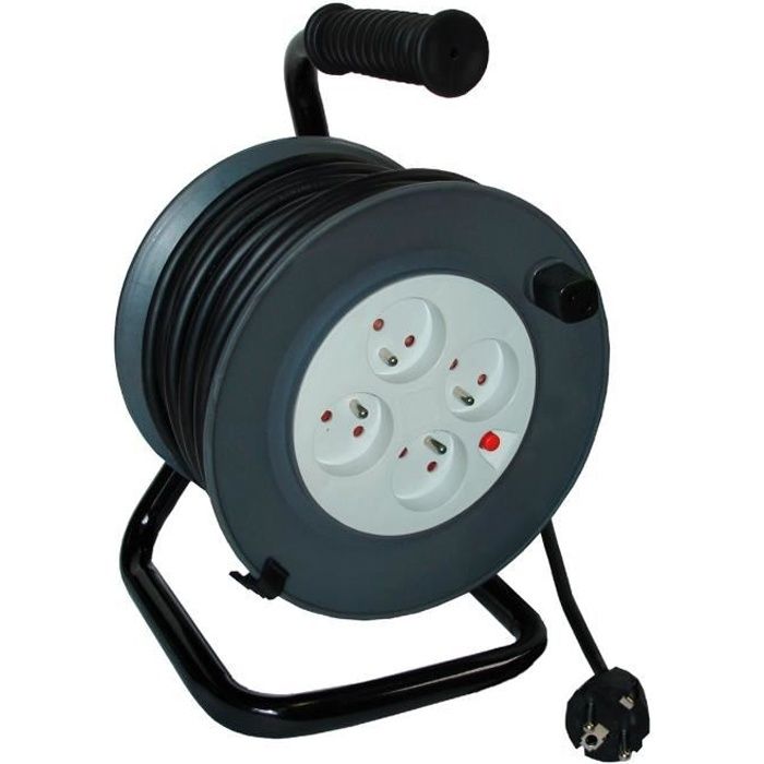 ZENITECH Enrouleur 4 prises 16A - 20m - Pour câble 3G1,5 mm²