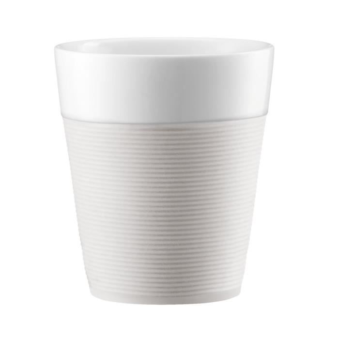 Set de 2 mugs en porcelaine avec bande silicone 30cl Blanc creme - Bistro - Bodum