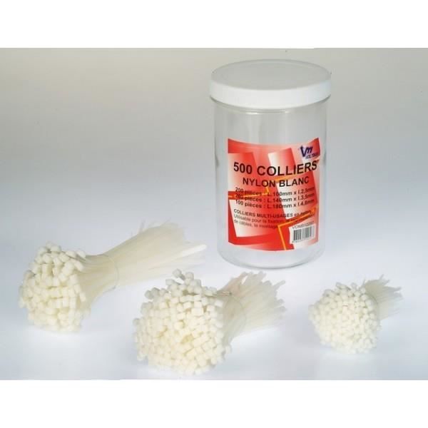 VOLTMAN Lot 500 colliers de fixation Nylon - Blanc
