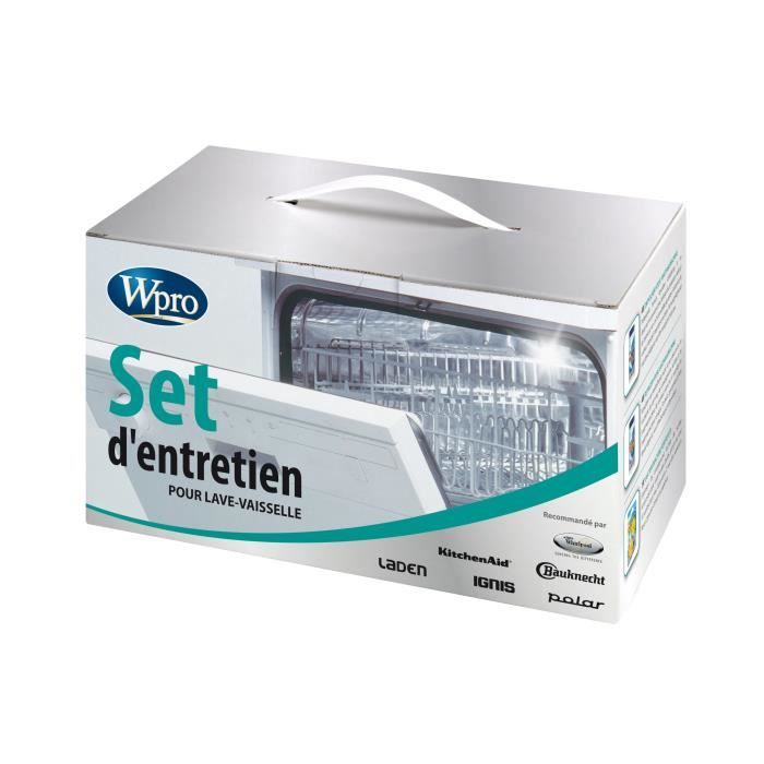 WPRO KTR100 Set d'entretien lave-vaisselle contenant : 4 détartrants DES001 + 4 nettoyants DDG001 + 1 désodorisant DWD010