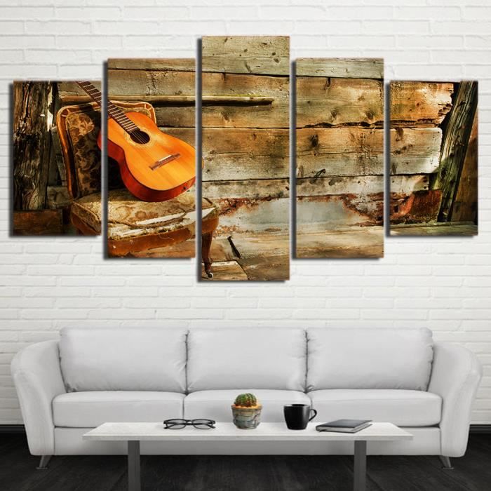 Peinture De Guitare En Bois Vintage Modular Wall Pictures Pour Le