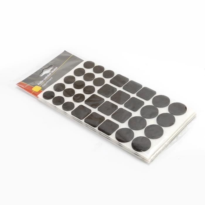 COGEX Patin adhesif feutre marron - Assortiment rond et carré - 10 pcs