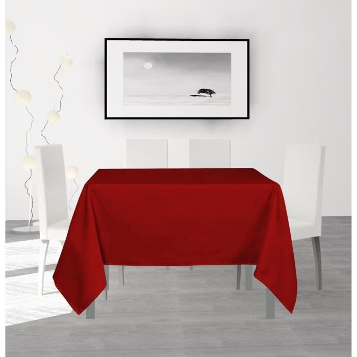 SOLEIL D'OCRE Nappe anti-tâches carrée Alix - 140 x 140 cm - Rouge