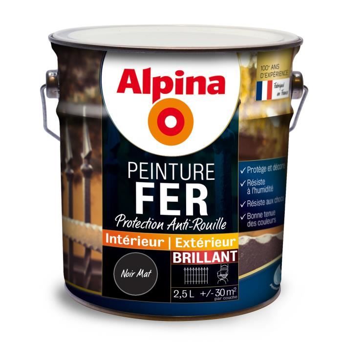 Peinture Fer Alpina 25l Couleurnoir Mat Achat Vente Peinture