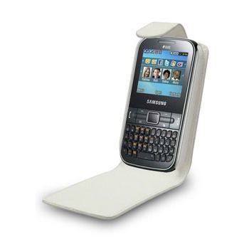 Etui Portefeuille Simili Blanc Samsung S3350 Chat 335   Etui blanc