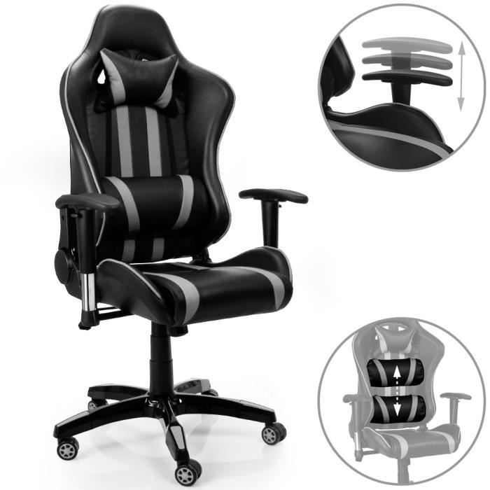 Chaise Ergonomique Siège Gris Réglable Bureau De Noir Fauteuil trCshdBQx