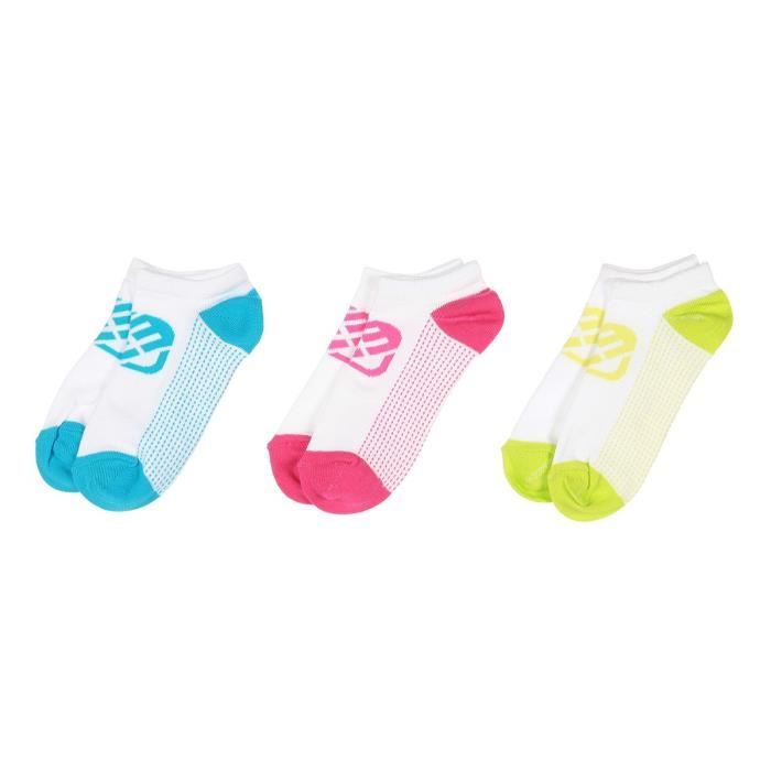 FREEGUN Lot 3 paires de chaussettes sneakers Freegun blanches à pois gris, parme et fuschia - enfant