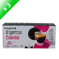 CAFÉ - CHICORÉE FRANPRIX Café Espresso Colombie - 3x 10 capsules CAFÉ - CHICORÉE FRANPRIX Café Espresso Colombie - 3x 10 capsules
