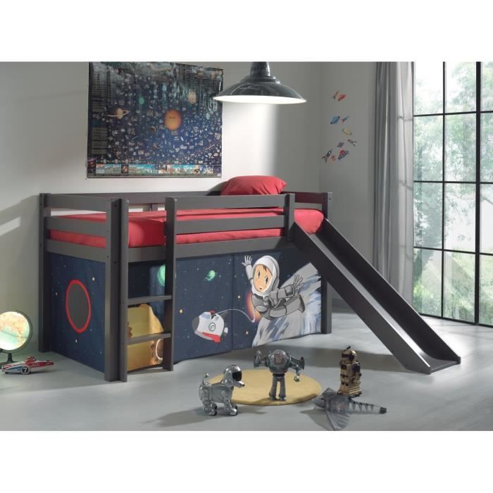 pino lit enfant mezzanine toboggan 90x200 space taupe pino lit enfant mezzanine toboggan 90x200 space taupe