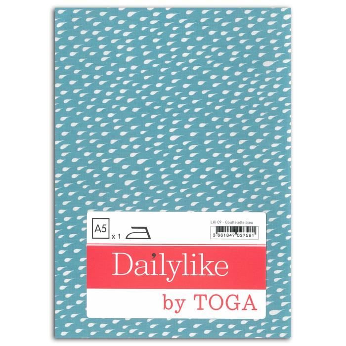 Dailylike Tissu thermocollant A5 - gouttelette bleu