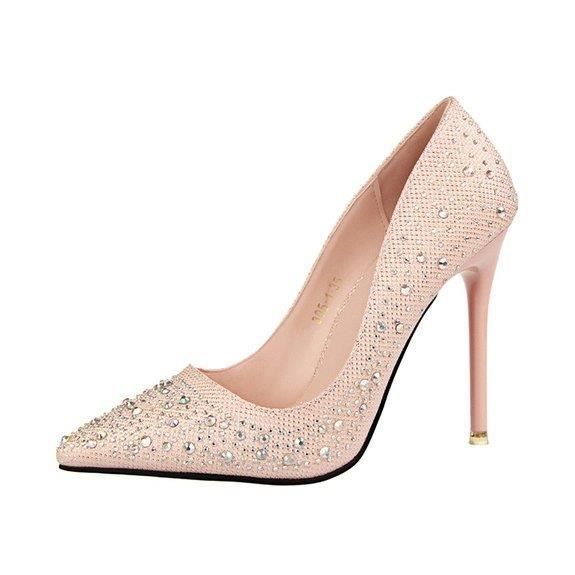 1 Pink Hee A Escarpin Cristal Faux Grand argent Femme Talon 06PRv0F