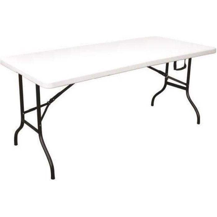 Table Pliante Camping Buffet Fiesta Blanche. Longueur 180 cm - Largeur 76 cm - Hauteur 74 cm