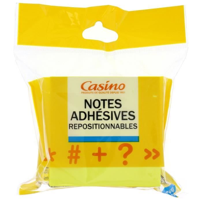 Notes adhésives 400 feuilles 75x75