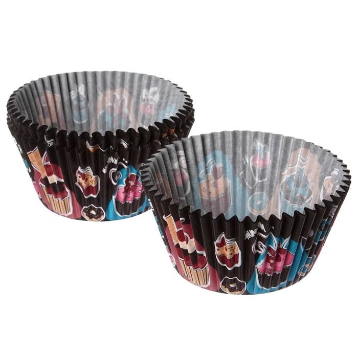 Lot 48 Moules Cuisine Papier Deco Gourmand Cupcakes Marron   Dimension