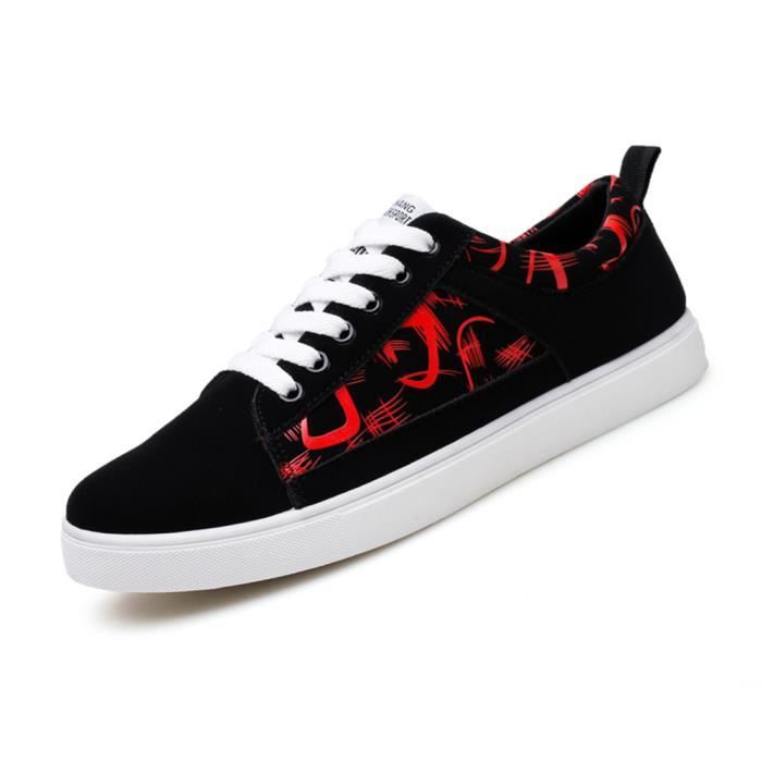 Nouvelle Poids Qualité Sneakers Antidérapant 39 Respirant Sneaker Grande Hommes Arrivee Taille Rouge Chaussure 44 Léger noir Haut wHqA01X