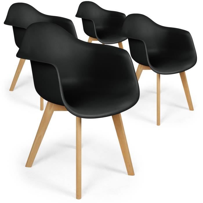 lot de 4 chaises scandinaves design prado noir - achat / vente